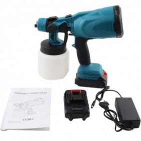 Cordless Paint Sprayer, 18V 120W Paint Spray Gun, 800ML Battery Powered Paint Sprayer with 3 Modes