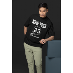 تي شيرت new york 23 NOIR AVEC UN DESIGN MODERN FIT ET STYLE UNIQUE