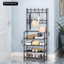 A multi-use clothes and shoe organizer stand with 4 shelves - 60*29.5*154 cm