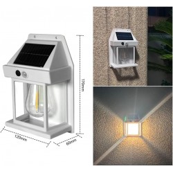 Solar Tungsten Wall Light, Outdoor Solar Induction Tungsten Wire Warm Light Wall Lamp, IP65 Waterproof Solar Security Light,