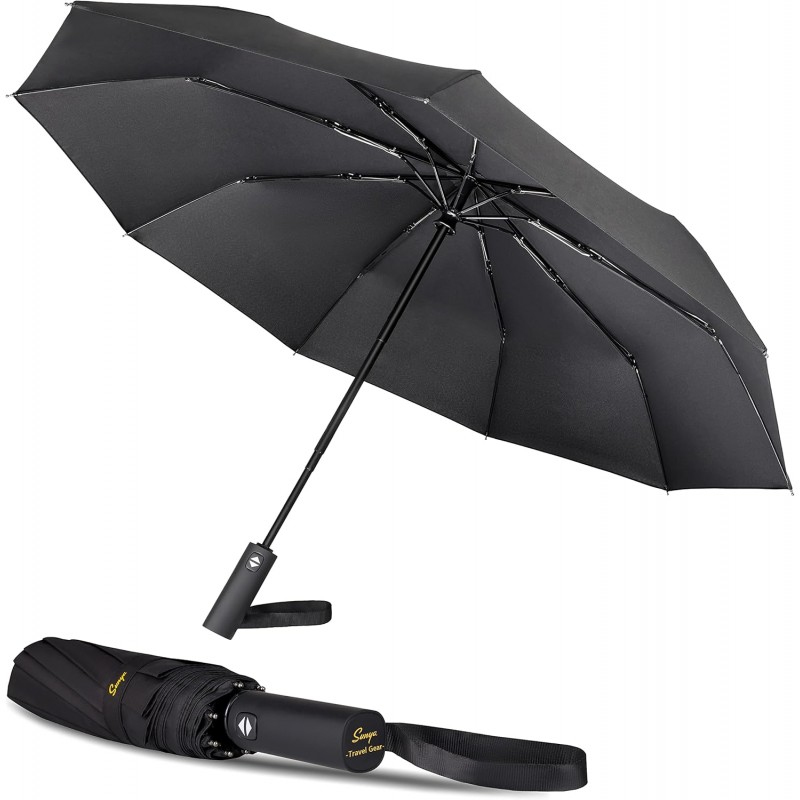 Sunya Parapluie Pliant Automatique, Revêtement en Téflon 210T Parapluie Homme Parapluie de voyage résistant à la pluie de