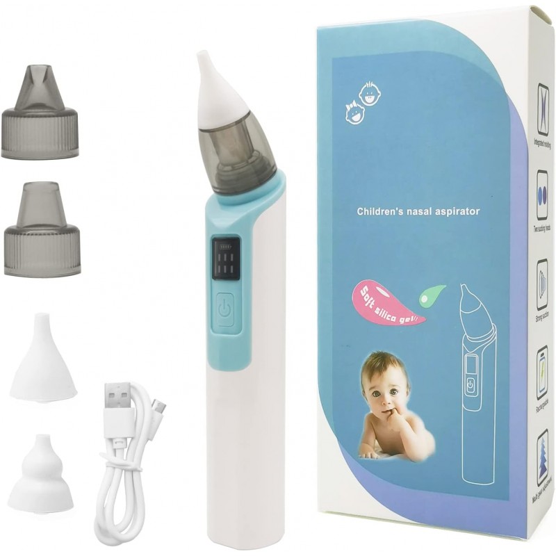 Aspirateur Nasal Bébé Electrique Rechargeable avec 6 Niveaux de Succion 4 Embouts d'aspiration Dissolvant de Points Noirs