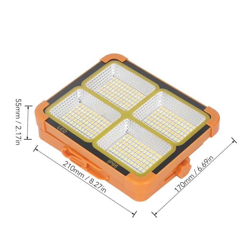 Lampe de travail solaire 1000 W rechargeable IP66 4 vitesses LED réglable pour camping en plein air réparation de voiture