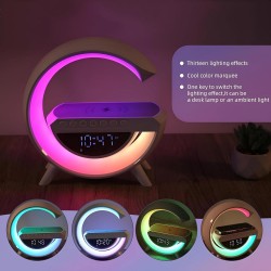 Mini Wireless Charger Speaker, Wireless Charger Atmosphere Lamp, Alarm Clock with Wireless Charger, Bedside Lamps, Ambient