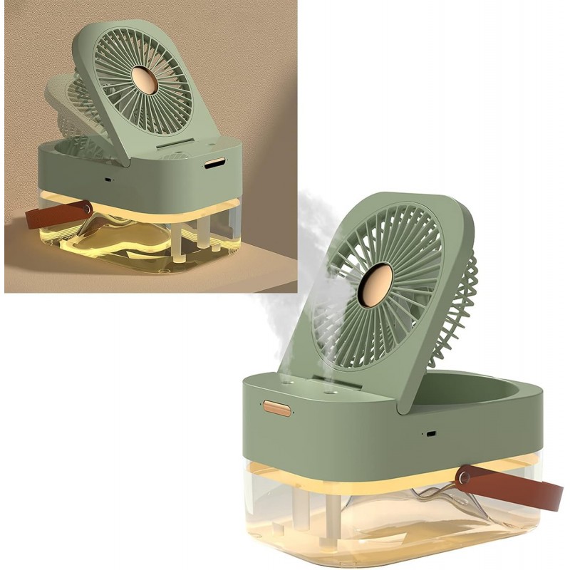 AMONIDA Ventilateur de Bureau Brumisateur, Ventilateur de Bureau Pliable, Fonction d'aromathérapie, Humidification Intelligente,