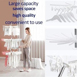 Trépied pliable portable à 3 niveaux avec bras rotatifs – Design coupe-vent, peu encombrant, fixation à clipser – 24 clips pour