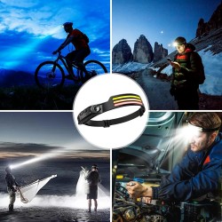 ZWOOS Lampe Frontale LED Rechargeable USB, Lampe Frontale Super Lumineuse 600 Lumens avec Capteur 230°, 4 Modes d'éclairage et