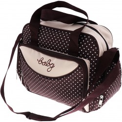 Toygogo Sac De Maternité pour Maman Sac à Langer pour Bébé Sacs à Main d'allaitement Multifonctions à Pois - Petite Brun