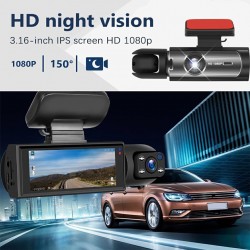 lerwliop Caméra de Voiture Angle 170 °, enregistreur 1080P, Tableau de Bord HD, rétroviseur avec caméra de Voiture ABS, caméra