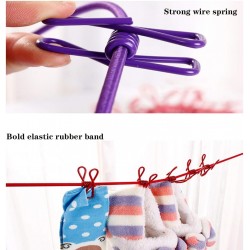 Corde à linge portable, extensible et rétractable avec 12 pinces à linge - Style extérieur - Coupe-vent - Couleur : violet -