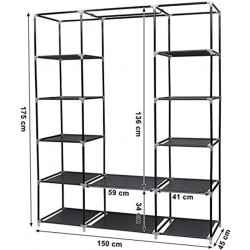 Roedax Armoire Placard à vêtements Portable en Acier Inoxydable, 175x150x45cm, Placard Simple Non tissé pour vêtements, Placard