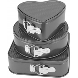 Lot de 3 moules à gâteau ronds en acier au carbone - Forme carrée - Démoulage facile - Double revêtement - Pour cuisine