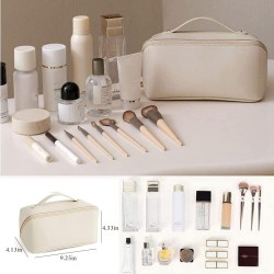 Trousse de toilette de voyage avec grande capacité, sac de maquillage portable, organiseur en cuir étanche, trousse de toilette