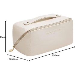 Trousse de toilette de voyage avec grande capacité, sac de maquillage portable, organiseur en cuir étanche, trousse de toilette