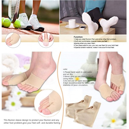 Hallux Valgus Correcteur Bandage Hallux Valgus Chaussettes Balle Bandage contre Marteau Orteil Douleur en Gel pour jour et nuit