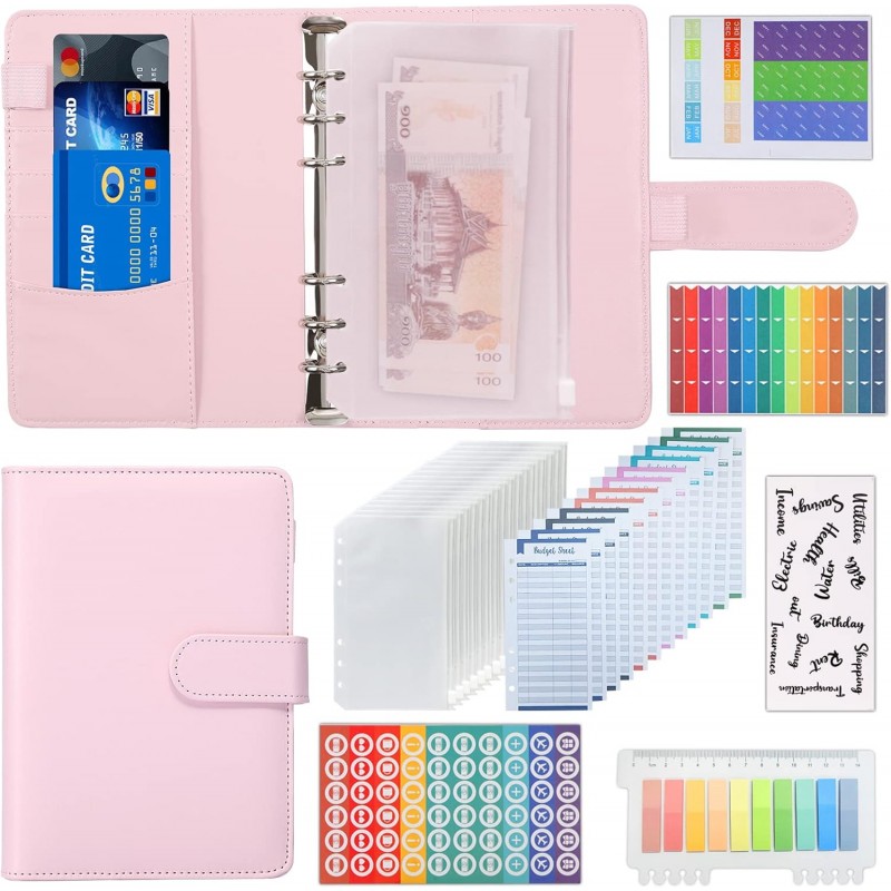 MOFELON Budget Planner Budget Binder,A6 Budget Binder Liaison en cuir A6, budget Planner budgétaire, organiseur financier avec