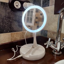 Naunna Miroir de maquillage lumière LED, grossissement 1X/10X, miroir cosmétique de bureau [pliable et rotatif], miroir de salle