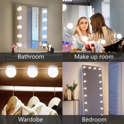 Mondeer Lumière de Miroir, 10 Ampoules Hollywood Kit de Lumière LED Dimmable Lampe pour Miroir Cosmétique Salle de Bain avec 3