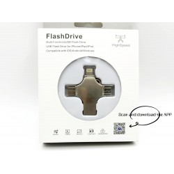 128GB USB Flash Drive 4-in-1 Compatible with Apple Phone Android iPad Mac PC Galaxy S Windows, Fast USB A USB C Micro USB &