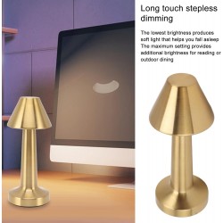 HEEPDD Lampe de Table LED, Lampe de Table LED Design Minimaliste sans Fil Dimmable 3 Vitesses pour Chambre (Or)