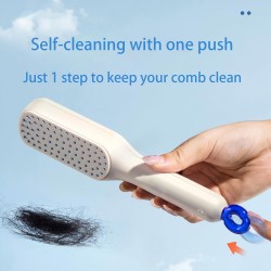 Self-Cleaning Anti-Static Massage Comb, Easy Clean Hair Brush with Retractable Bristles, One-pull Clean Massage Comb, Scalable