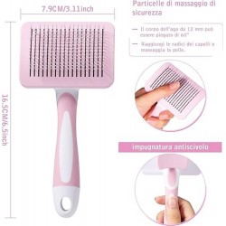 Vinabo Brosse Chat Chien,Brosse Chat Poil Long Brosse Auto-Nettoyage avec un Bouton pour Toilettage des Animaux de Compagnie,