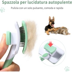 Vinabo Brosse Chat Chien,Brosse Chat Poil Long Brosse Auto-Nettoyage avec un Bouton pour Toilettage des Animaux de Compagnie,