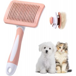 Vinabo Brosse Chat Chien,Brosse Chat Poil Long Brosse Auto-Nettoyage avec un Bouton pour Toilettage des Animaux de Compagnie,