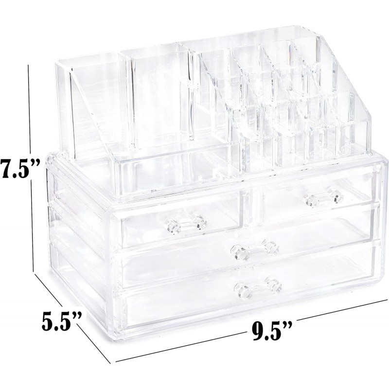 Masirs Clear Makeup Organizer - Acrylique Cosmétique Vanity Rangement Organisateurs pour Filles Dresser, Salle de bains, Bureau