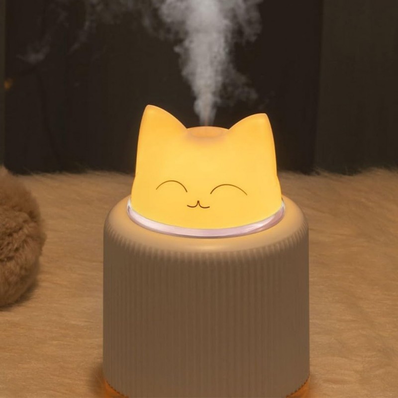 Mini humidificateur portable, USB en forme de chat mignon, humidificateur pour voiture, bureau, bureau, 2 couleurs LED pour