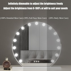 Miroir de courtoisie Hollywood avec lumières for bureau de maquillage avec 8,12,15 ampoules LED à intensité variable, miroir