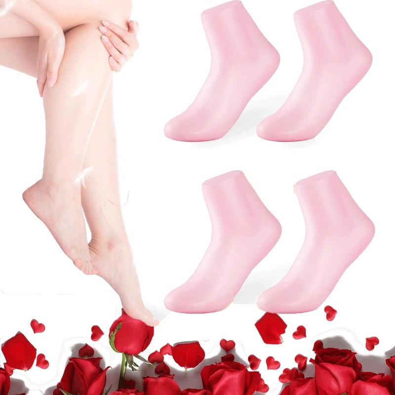 Chaussettes en silicone pour femme - Chaussettes en silicone pour pieds secs et craquelés - Masque hydratant pour les pieds