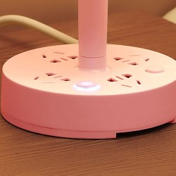 GLOGLOW Lampe d'appoint, Lampe de Table avec Interrupteur à Bouton et Prises pour Chambre (Rose 1,8 mètres)