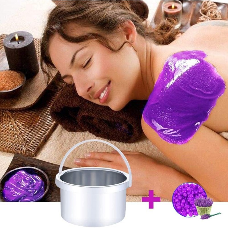 Chauffe Cire Avec 600g Epilation Cire pour Dépilatoire pour Corps, Jambes, Visage, Aisselles, Ensemble de Cire Dure Brésilienne