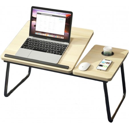 Bureau Portable pour lit, Table Pliante avec 5 Angles réglables, Support pour Ordinateur avec Porte-gobelet, Bureau de lit pour