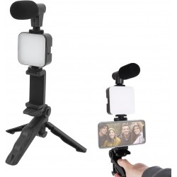 Kit Vidéo Vlog pour Smartphone, Stable, Lumière de Remplissage LED pour Appareil Photo, Trépied pour Selfie