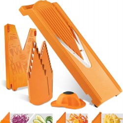 Trancheuse mandoline Börner V3 (set de démarrage) • Trancheuse en V pour 5 styles de coupe avec porte-fruits • Trancheuse à
