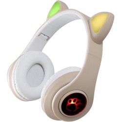 COLTD Oreilles de chat Bluetooth sans fil avec micro et lumières LED