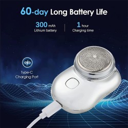 Zao Mini rasoir électrique pour homme 2023 - Rasoir électrique portable de poche lavable humide et sec - Mini rasoir USB pour la