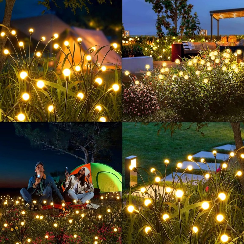 Acxilexy 2PCS Lumiere Luciole Solaire le Jardin, 20 LED Lumières Solaires Lucioles, Lampe Solaire Firefly, 2 Modes, IP65