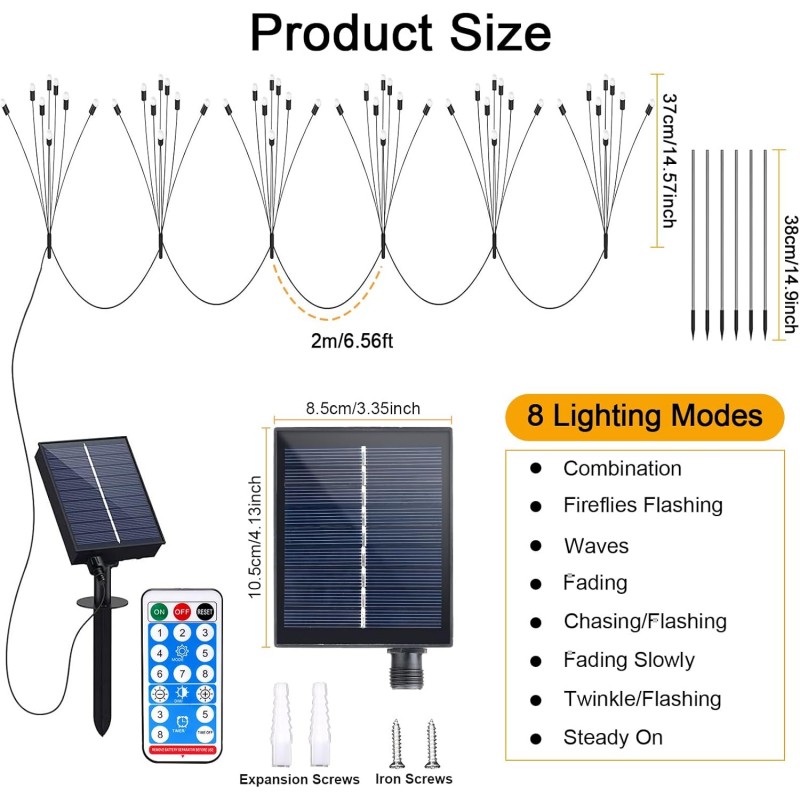 Acxilexy 2PCS Lumiere Luciole Solaire le Jardin, 20 LED Lumières Solaires Lucioles, Lampe Solaire Firefly, 2 Modes, IP65