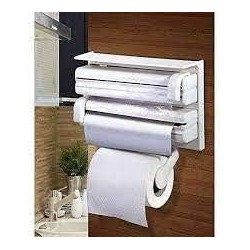 7Seas Triple Distributeur de Papier de Tissu 4 en 1 Feuille Cling Film Tissue Paper Roll Titulaire pour Cuisine Triple Papier