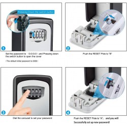 Boîte à Clé Sécurisée Exterieur, Boite a Clefs Murale de avec Code à 4 Chiffres, Boitier Porte Clef de Stockage de Sécurité à 5