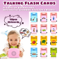 Fandina Jouet d'apprentissage électrique pour filles de 2, 3, 4, 5, 6 ans, cartes flash parlantes avec 224 mots, jouet de