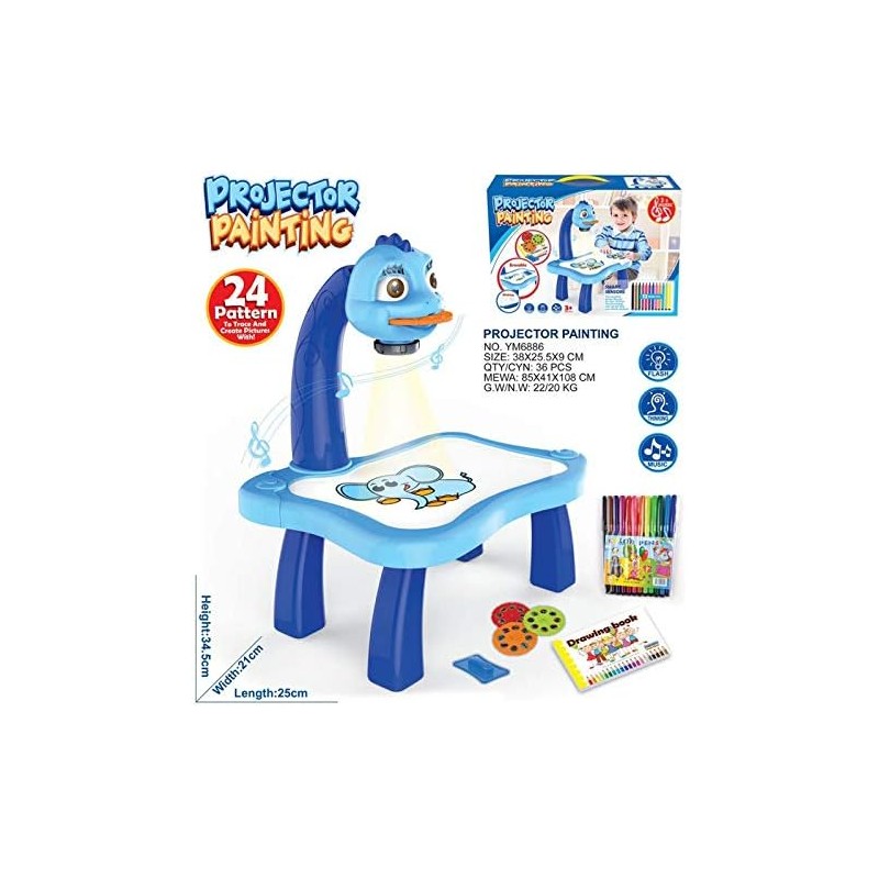 Bureau dapprentissage des enfants avec projecteur Smart, les enfants Peinture Bureau avec Lumière Musique Apprentissage Peinture