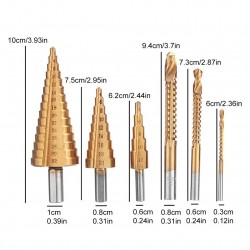 siduytin Paquet de 6 forets étagés scie en Acier à Grande Vitesse Forage ouvre-Trous de Noyau biseautage Outils de Banc de