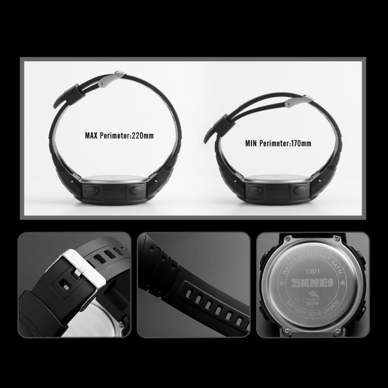 Skmei Men's Sport Smart Watch Brand Pedometer Remote Camera Calorie Bluetooth Smartwatch Reminder Digital Wristwatches -Black