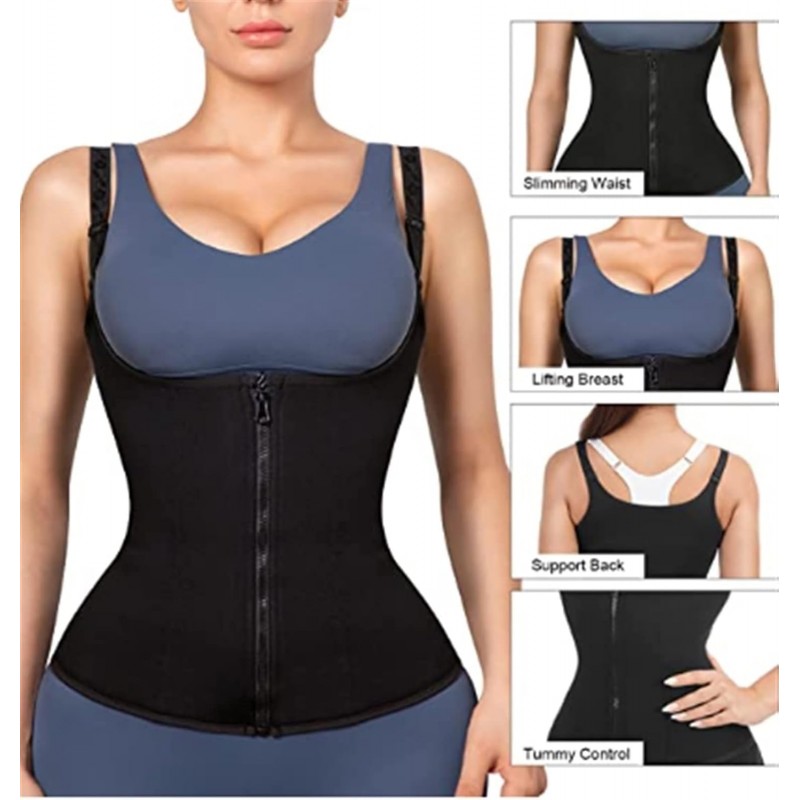 Generic Femmes Taille Formateur Corset Fermeture éclair Gilet Corps Shaper Ventre contrôle Sport Corps Shaper avec Bretelles