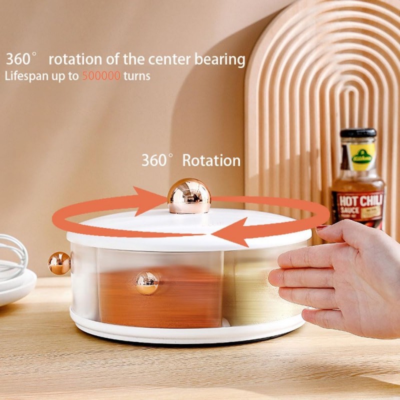 Liazy esuoh Boîte à épices rotative à 360° de grande capacité, distributeur d'épices multifonction de cuisine, 5 compartiments