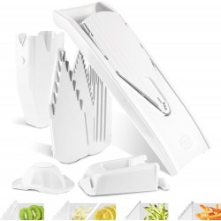 Börner Mandoline V1 ClassicLine (Starter Set) • Mandoline Réglable pour Légumes & Fruits • Avec 4 Inserts, Porte-fruits •